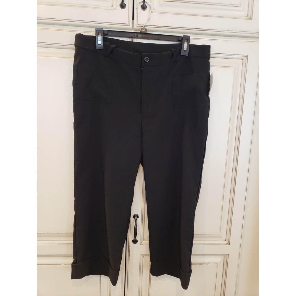 Deb Capris Sz 14 Dress Casual Work Black Cuffed Nwt Belt Loops‎